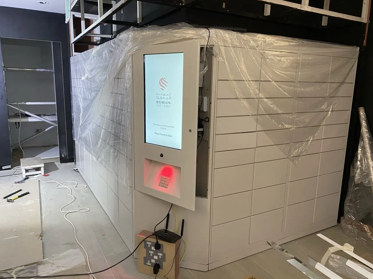 First boot of the locker in a Bahrain terminal still under construction