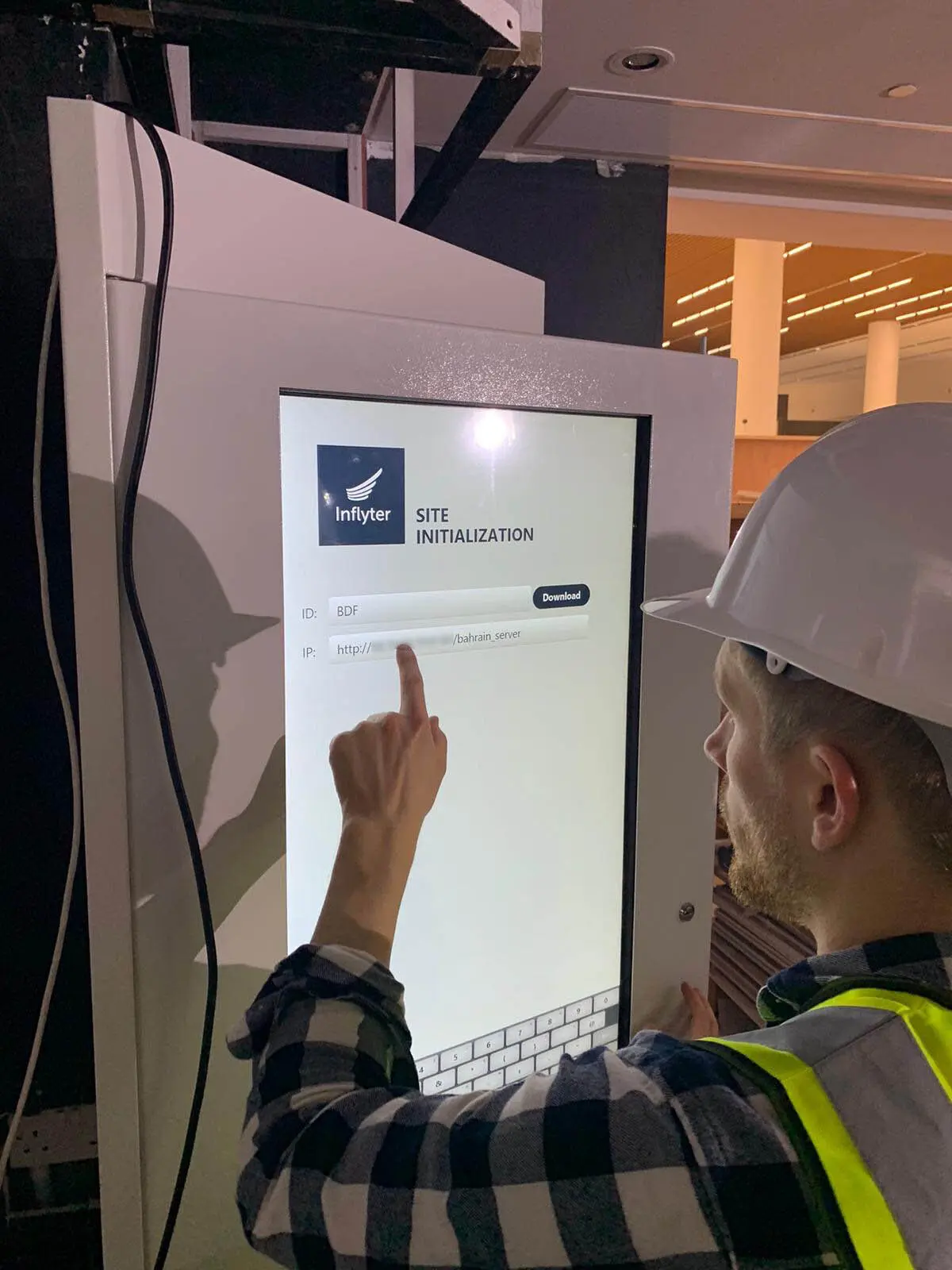 Site Initialisation screen (SITE INITIALISATION with ID and IP fields)